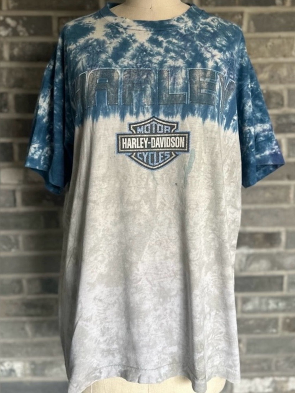 Vintage Harley Davidson Chicago Tie Dye USA Made Single Stitch Hanes Tee L
